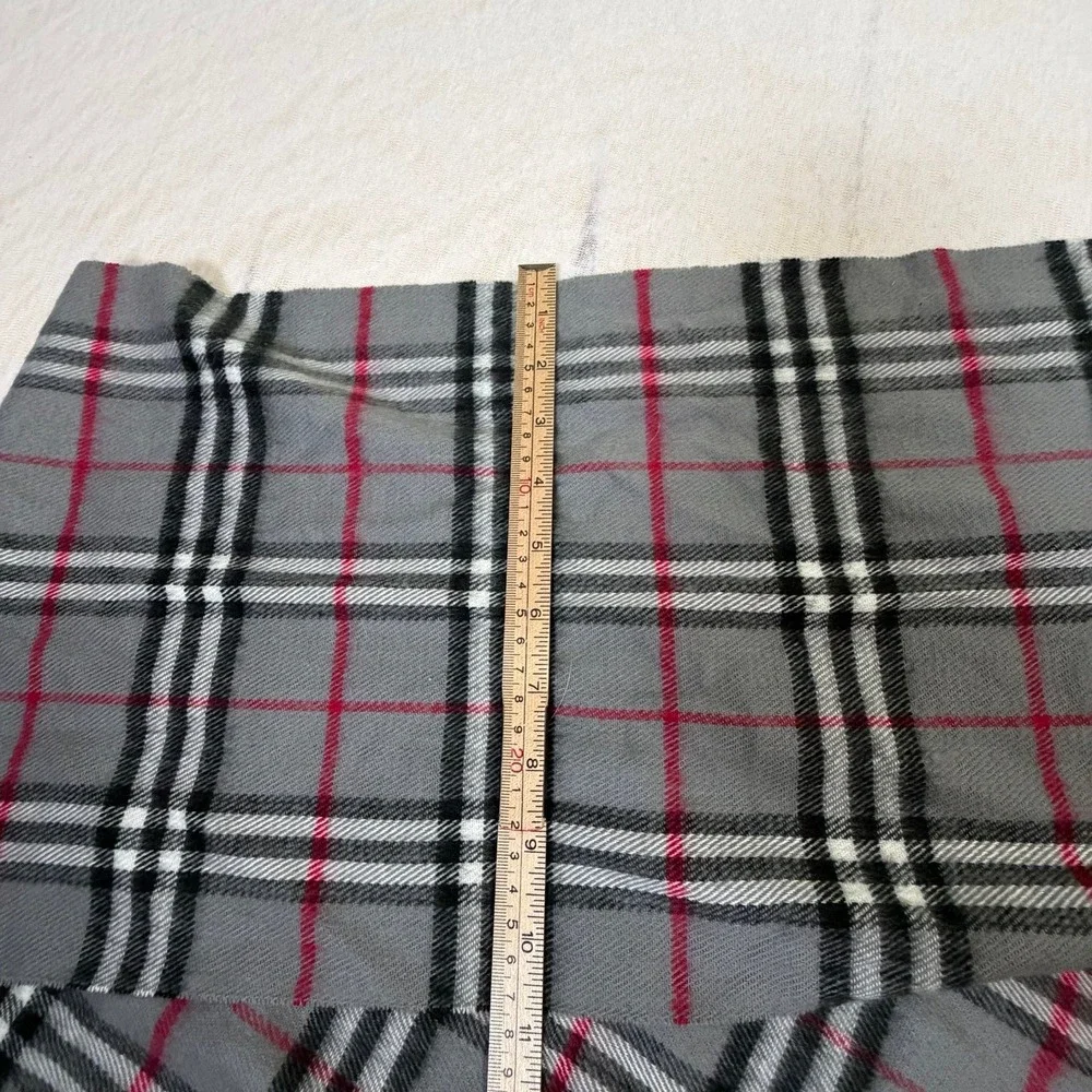 Rong Jia 100% Cashmere Scarf Gray Plaid Fringe Soft‎ Luxury Unisex